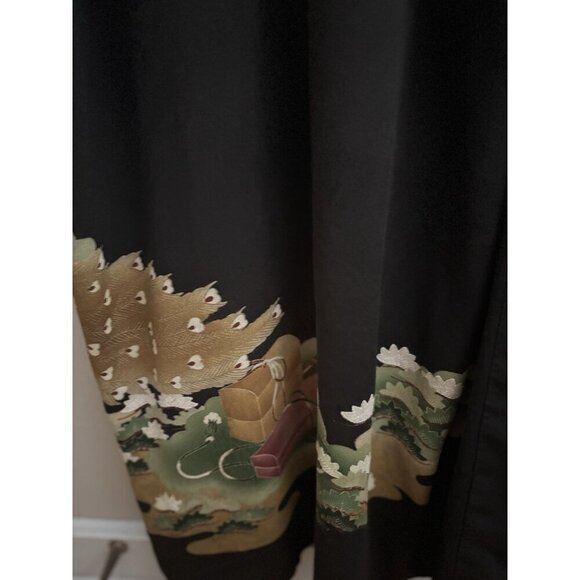 Antique 1920s Flapper Kimono  Robe Art Deco Japanese Floral Silk Hand-Stitched - Picture 9 of 14